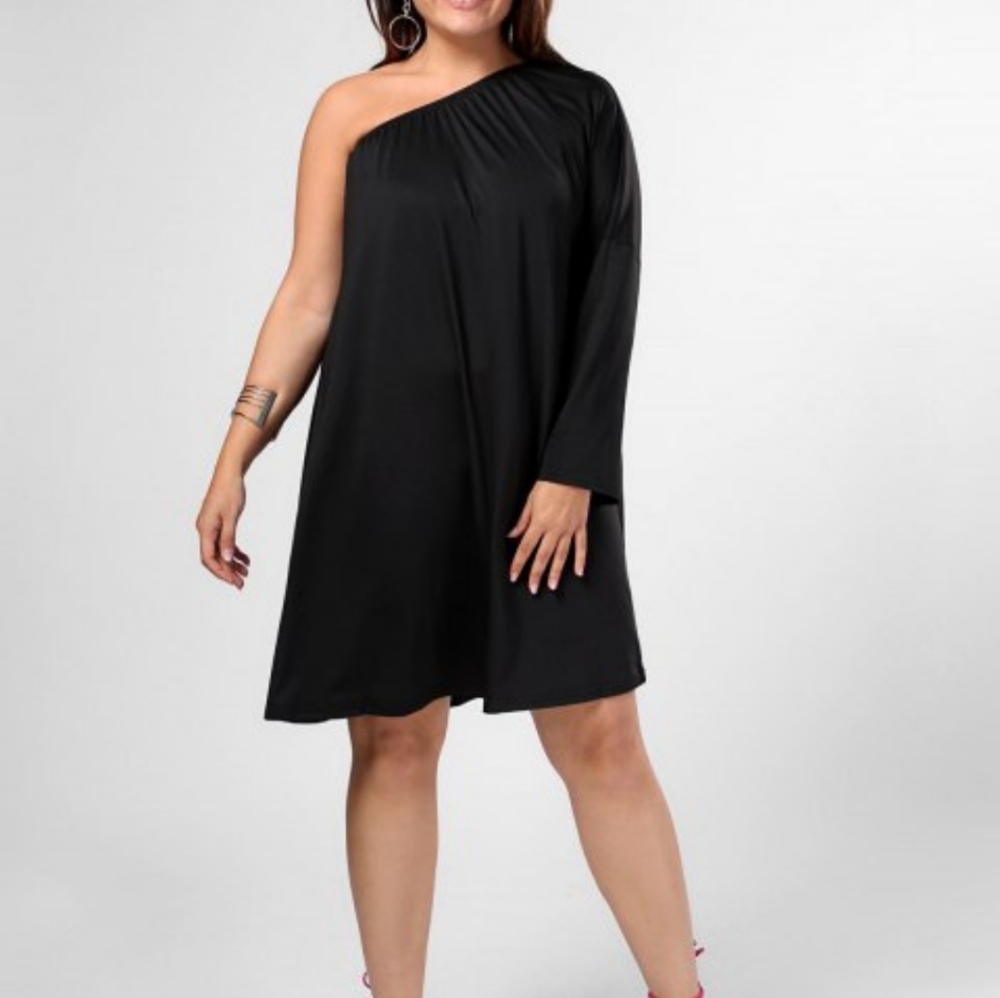 NEW ZAFUL ONE SHOULDER SWING DRESS